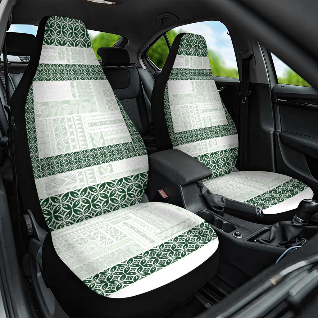 Samoa Siapo Green Trimmed Car Seat Cover Samoa White Sunday - Polynesian Pride