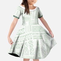 Samoa Siapo Green Trimmed Family Matching Puletasi and Hawaiian Shirt Samoa White Sunday - Polynesian Pride