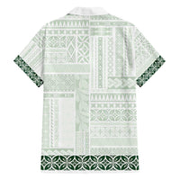 Samoa Siapo Green Trimmed Family Matching Puletasi and Hawaiian Shirt Samoa White Sunday - Polynesian Pride