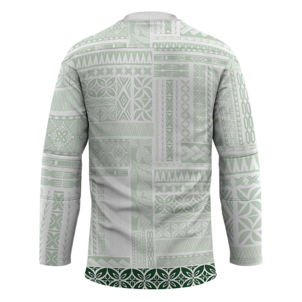 Samoa Siapo Green Trimmed Hockey Jersey Samoa White Sunday - Polynesian Pride