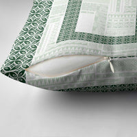 Samoa Siapo Green Trimmed Pillow Cover Samoa White Sunday - Polynesian Pride