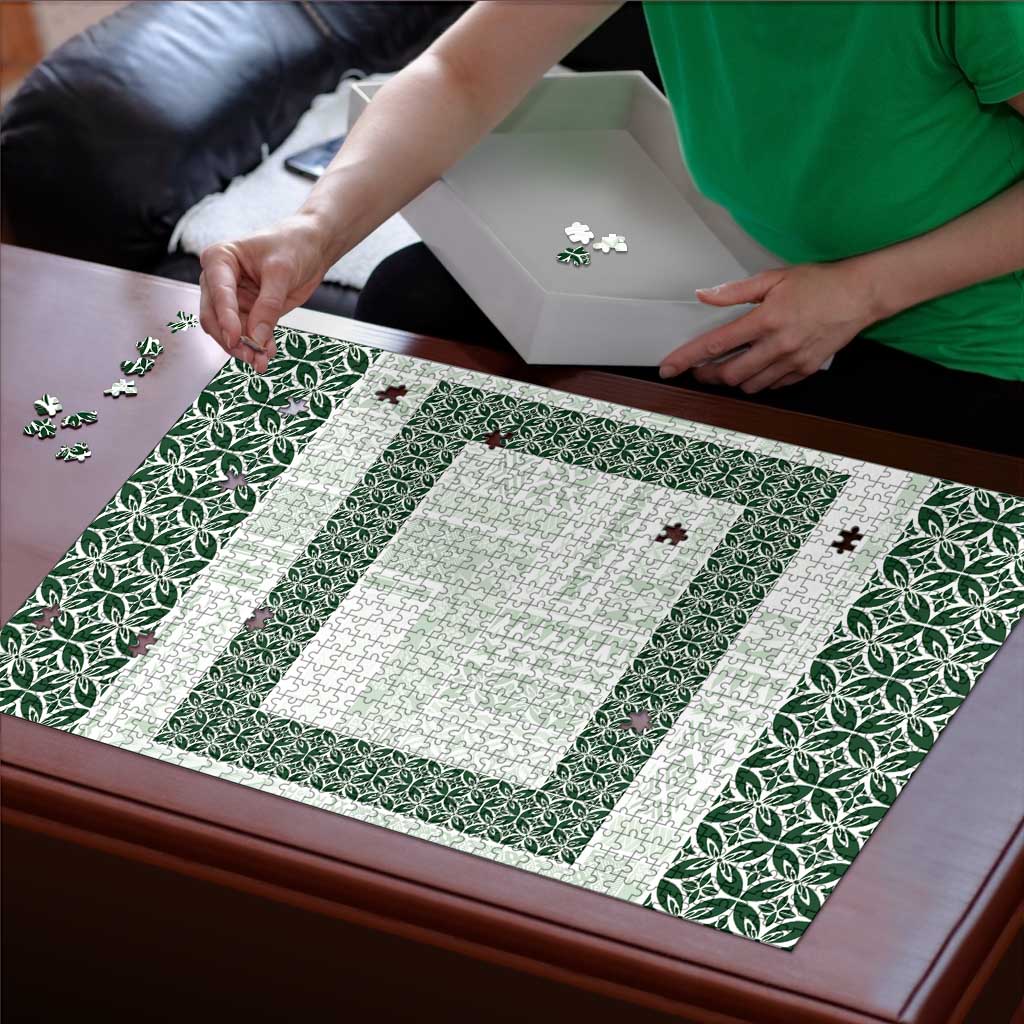 Samoa Siapo Green Trimmed Puzzle Samoa White Sunday - Polynesian Pride