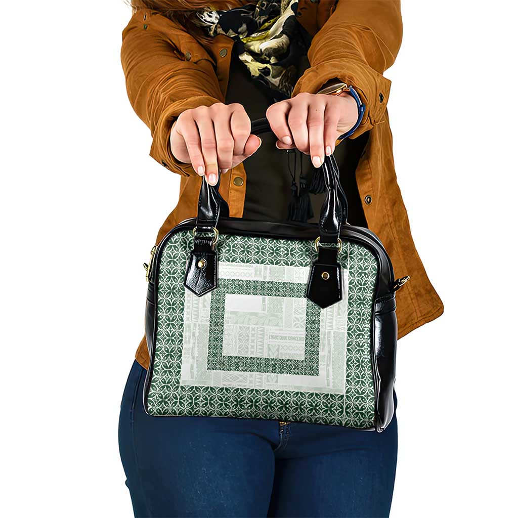 Samoa Siapo Green Trimmed Shoulder Handbag Samoa White Sunday - Polynesian Pride