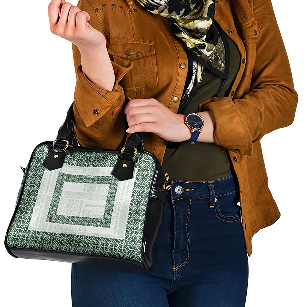Samoa Siapo Green Trimmed Shoulder Handbag Samoa White Sunday - Polynesian Pride