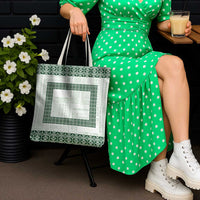 Samoa Siapo Green Trimmed Tote Bag Samoa White Sunday - Polynesian Pride