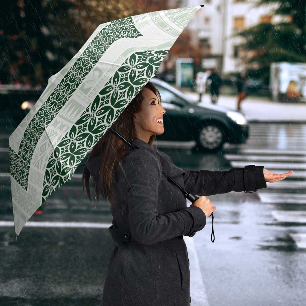 Samoa Siapo Green Trimmed Umbrella Samoa White Sunday - Polynesian Pride