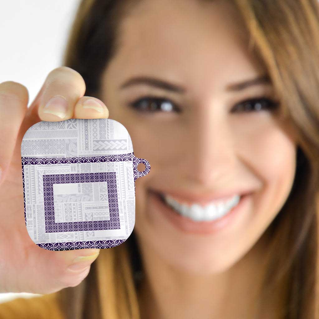 Samoa Siapo Purple Trimmed AirPods Case Samoa White Sunday - Polynesian Pride