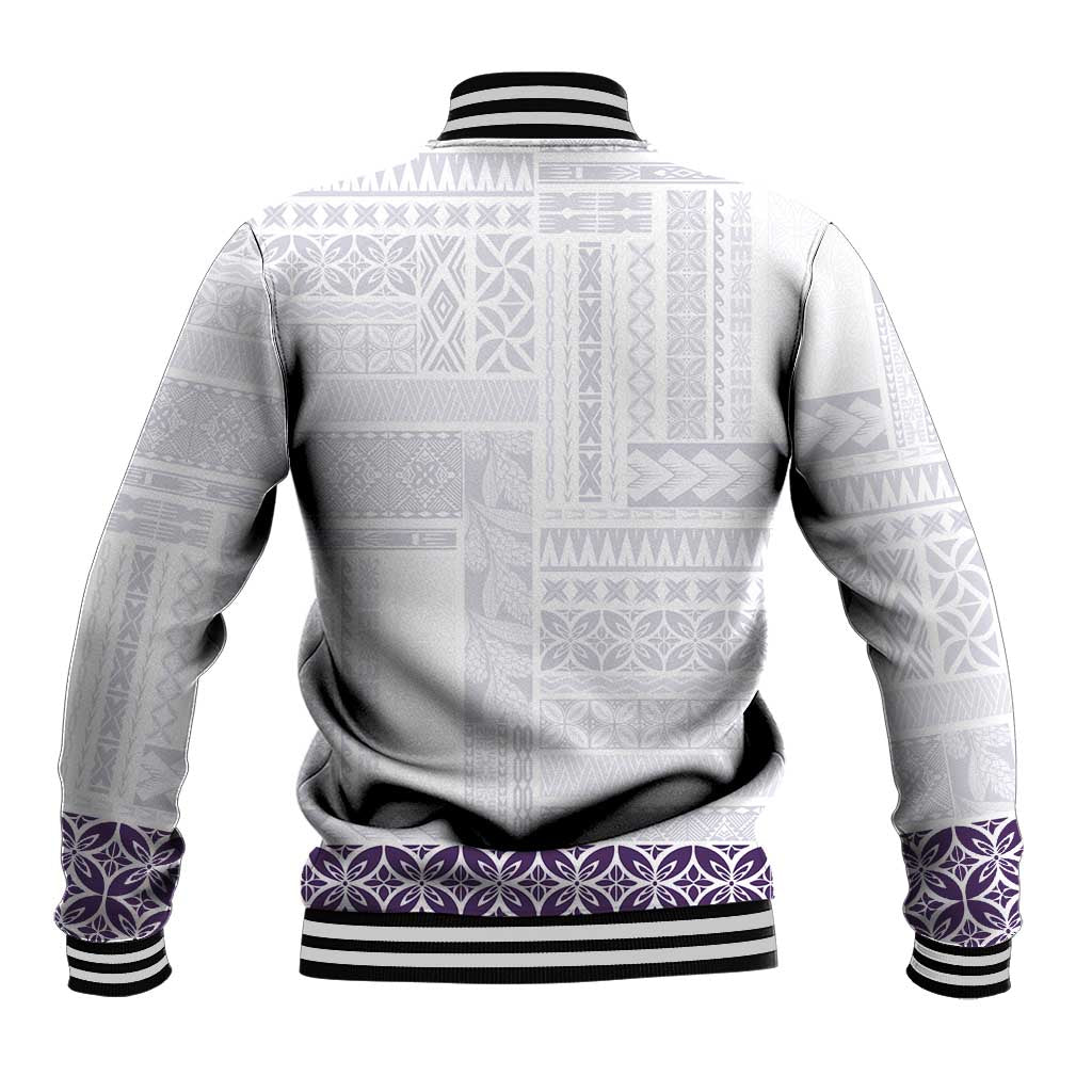 Samoa Siapo Purple Trimmed Baseball Jacket Samoa White Sunday - Polynesian Pride