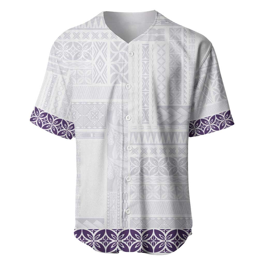 Samoa Siapo Purple Trimmed Baseball Jersey Samoa White Sunday - Polynesian Pride