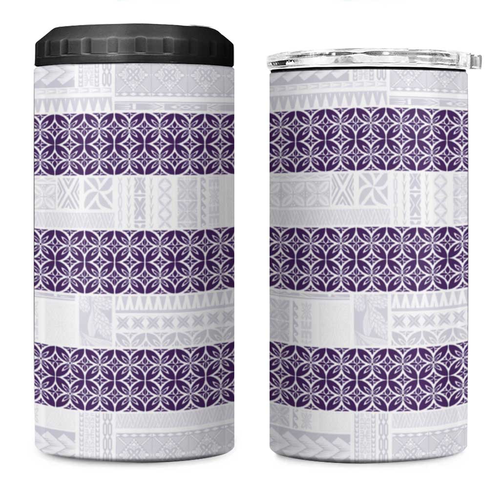 Samoa Siapo Purple Trimmed 4 in 1 Can Cooler Tumbler Samoa White Sunday - Polynesian Pride