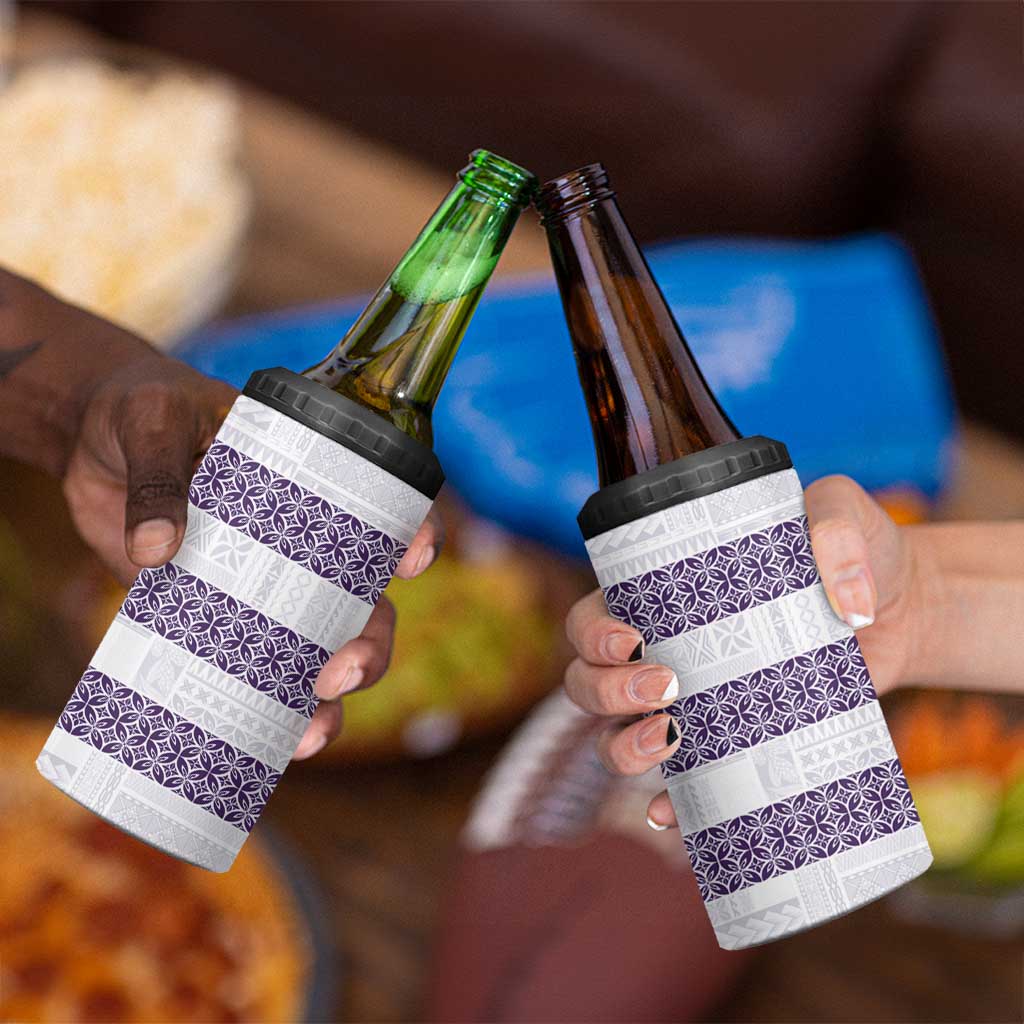 Samoa Siapo Purple Trimmed 4 in 1 Can Cooler Tumbler Samoa White Sunday - Polynesian Pride