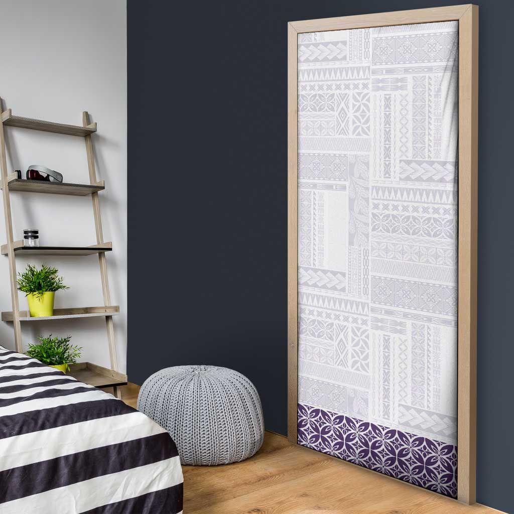 Samoa Siapo Purple Trimmed Door Cover Samoa White Sunday - Polynesian Pride