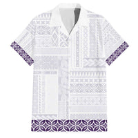 Samoa Siapo Purple Trimmed Family Matching Off The Shoulder Long Sleeve Dress and Hawaiian Shirt Samoa White Sunday LT01 Dad's Shirt - Short Sleeve Purple - Polynesian Pride