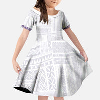 Samoa Siapo Purple Trimmed Family Matching Puletasi and Hawaiian Shirt Samoa White Sunday - Polynesian Pride