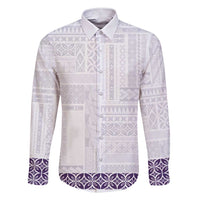 Samoa Siapo Purple Trimmed Family Matching Short Sleeve Bodycon Dress and Hawaiian Shirt Samoa White Sunday - Polynesian Pride