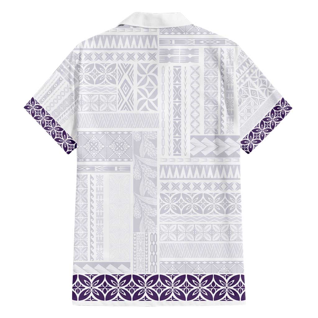 Samoa Siapo Purple Trimmed Family Matching Summer Maxi Dress and Hawaiian Shirt Samoa White Sunday - Polynesian Pride