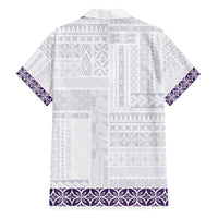 Samoa Siapo Purple Trimmed Family Matching Summer Maxi Dress and Hawaiian Shirt Samoa White Sunday - Polynesian Pride