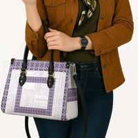 Samoa Siapo Purple Trimmed Leather Bag Samoa White Sunday - Polynesian Pride