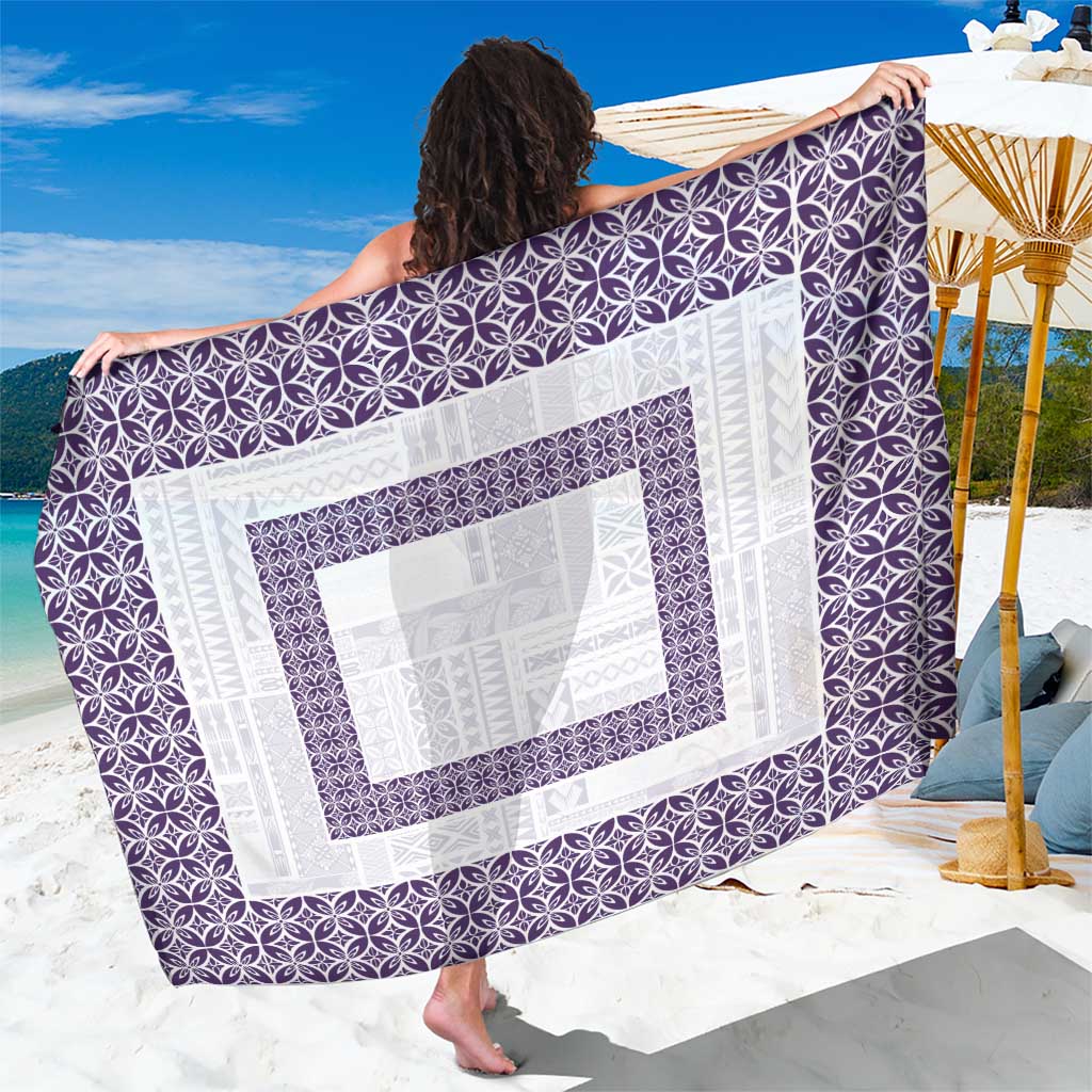 Samoa Siapo Purple Trimmed Sarong Samoa White Sunday - Polynesian Pride