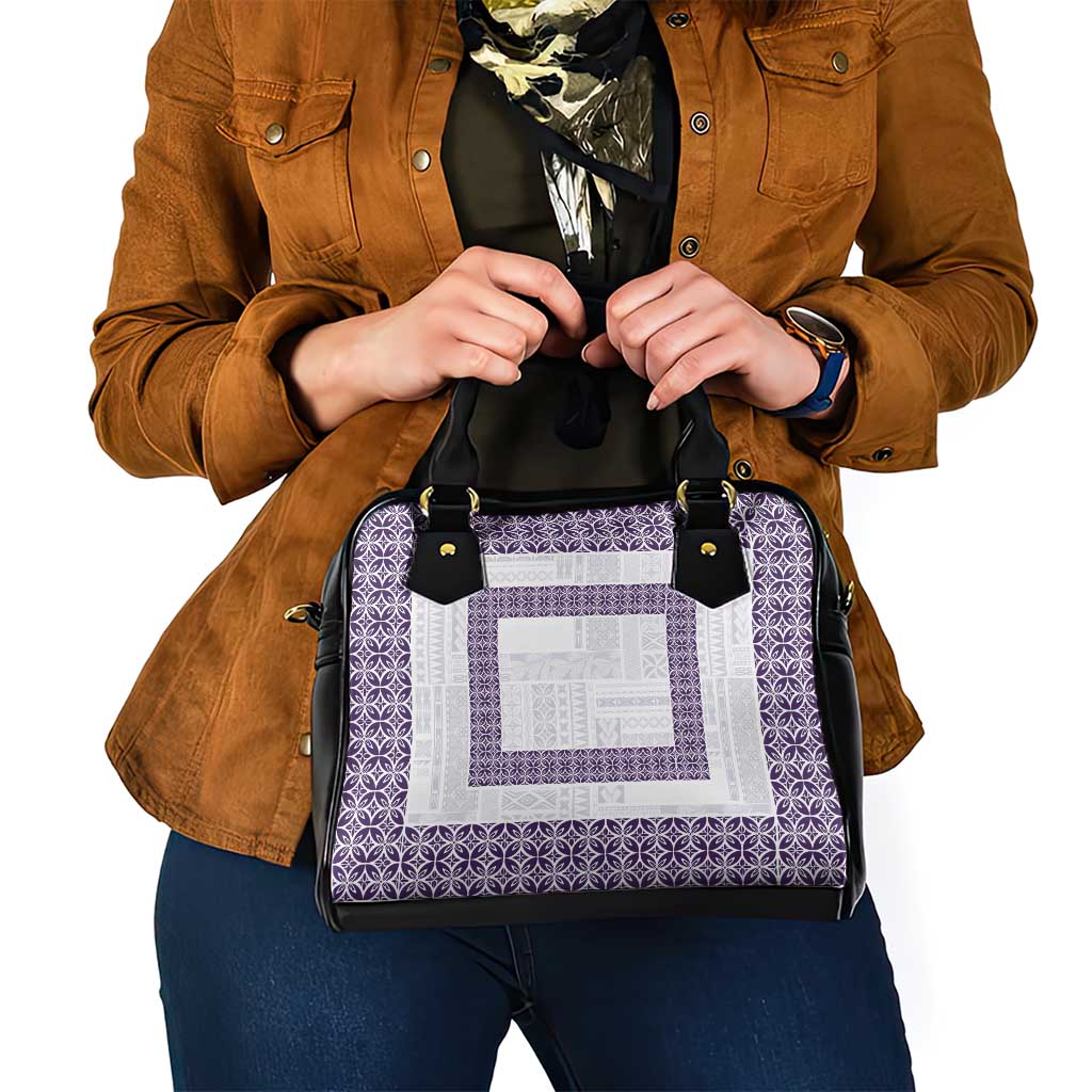 Samoa Siapo Purple Trimmed Shoulder Handbag Samoa White Sunday - Polynesian Pride