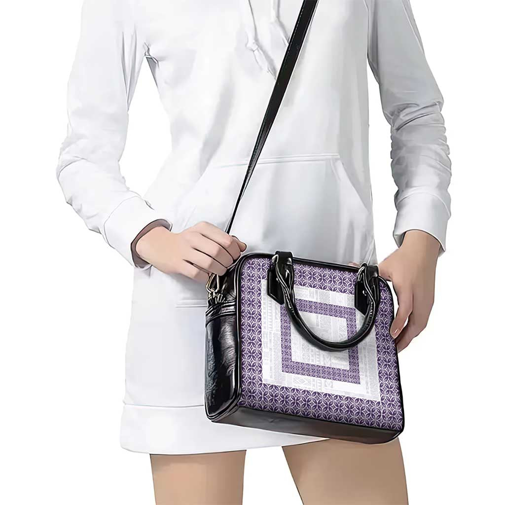 Samoa Siapo Purple Trimmed Shoulder Handbag Samoa White Sunday - Polynesian Pride