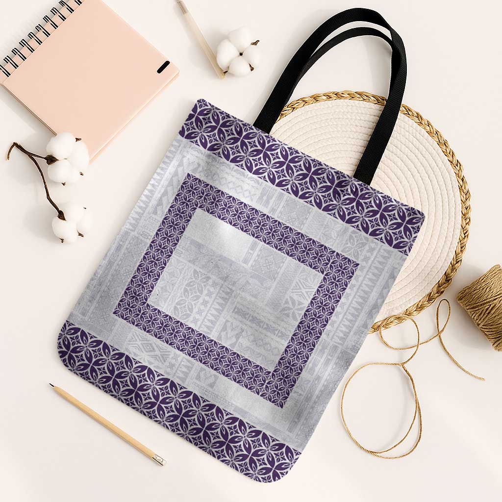 Samoa Siapo Purple Trimmed Tote Bag Samoa White Sunday - Polynesian Pride