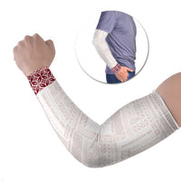 Samoa Siapo Red Trimmed Arm Sleeves Samoa White Sunday - Polynesian Pride