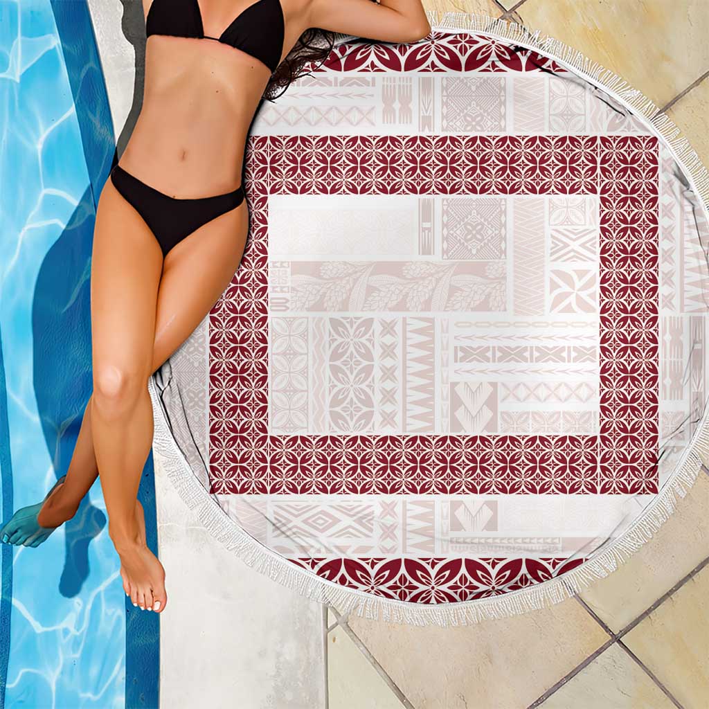 Samoa Siapo Red Trimmed Beach Blanket Samoa White Sunday - Polynesian Pride