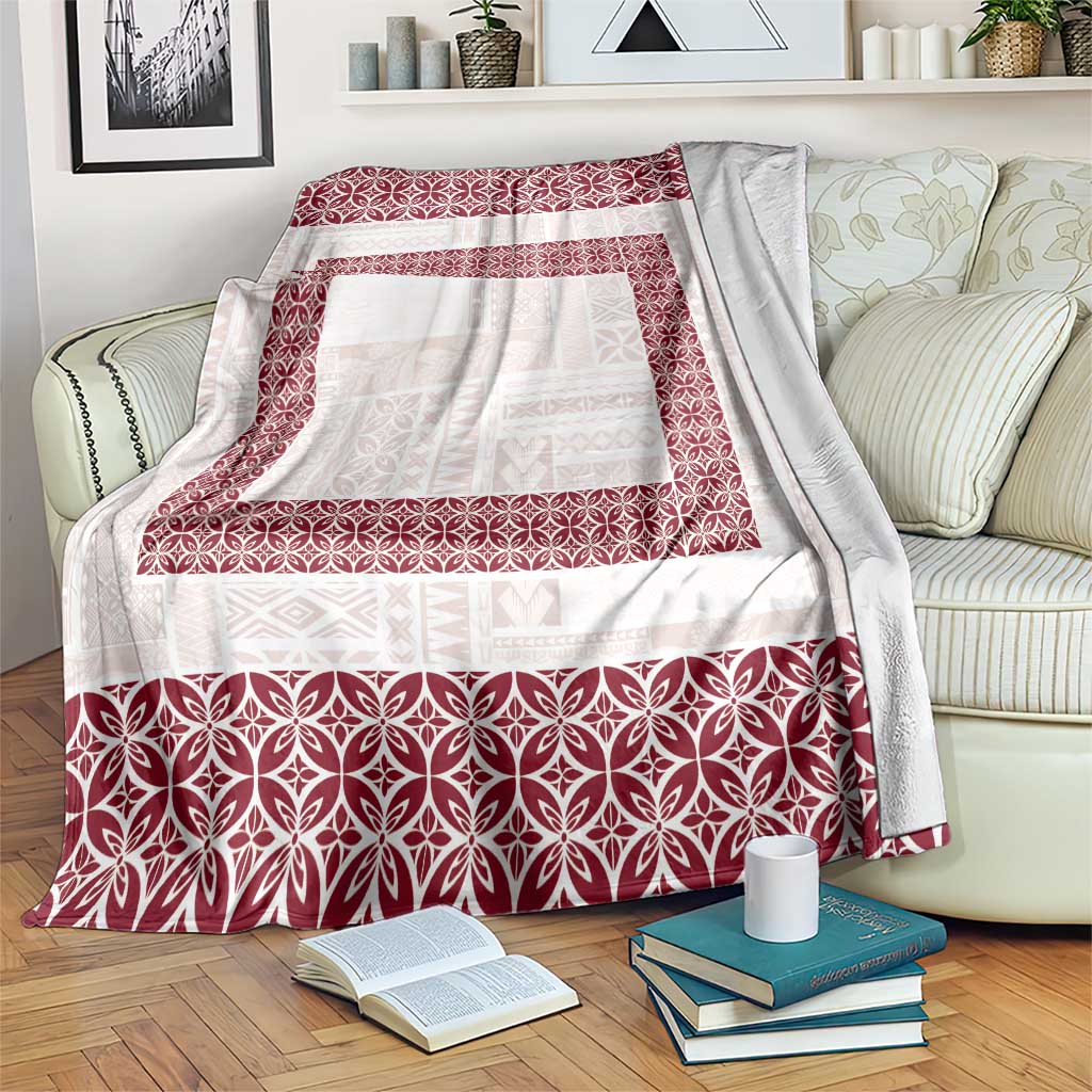 Samoa Siapo Red Trimmed Blanket Samoa White Sunday - Polynesian Pride