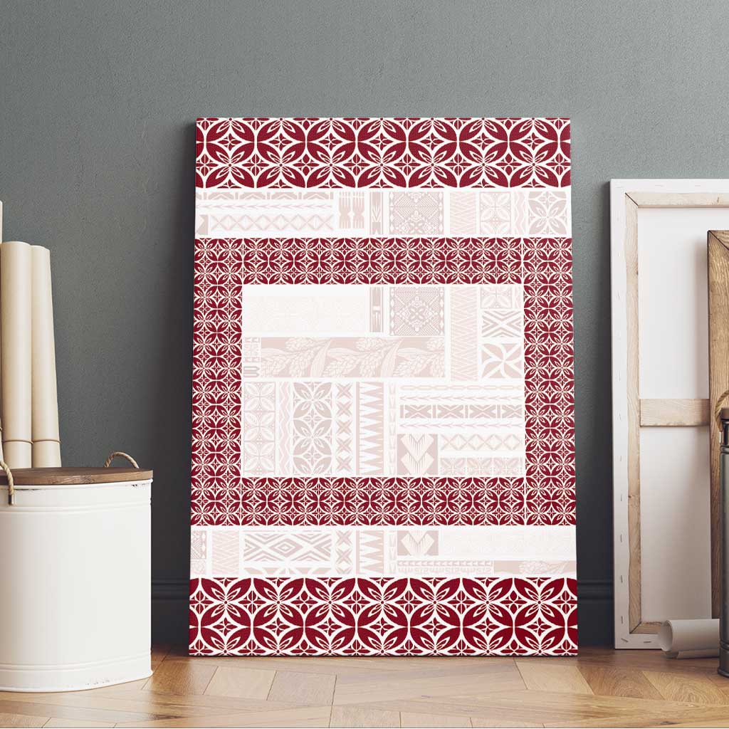 Samoa Siapo Red Trimmed Canvas Wall Art Samoa White Sunday - Polynesian Pride