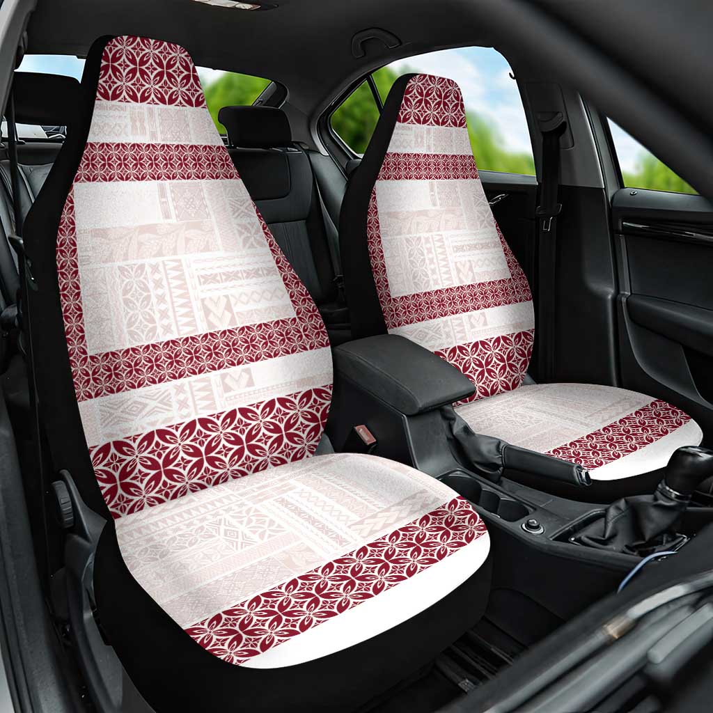Samoa Siapo Red Trimmed Car Seat Cover Samoa White Sunday - Polynesian Pride