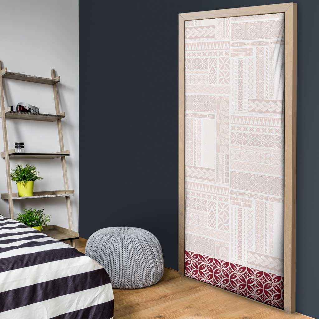 Samoa Siapo Red Trimmed Door Cover Samoa White Sunday - Polynesian Pride
