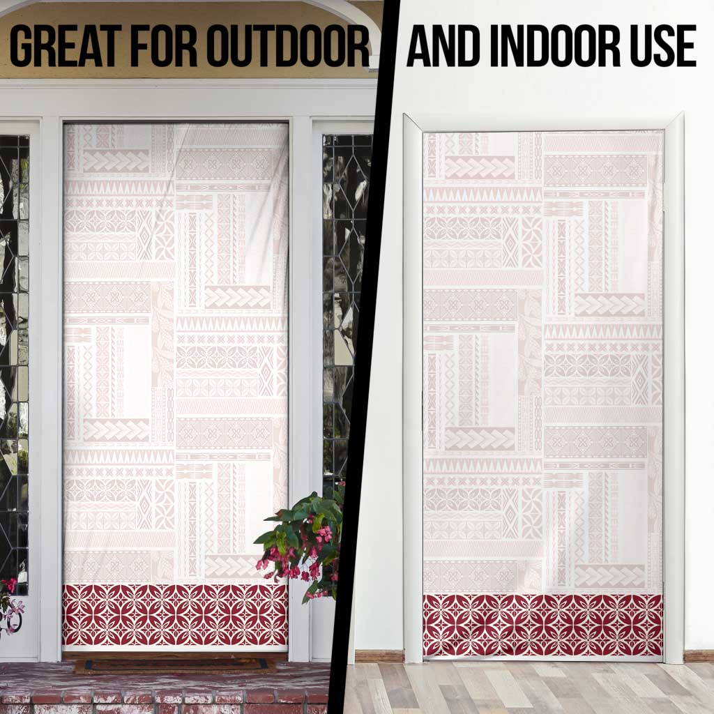 Samoa Siapo Red Trimmed Door Cover Samoa White Sunday - Polynesian Pride
