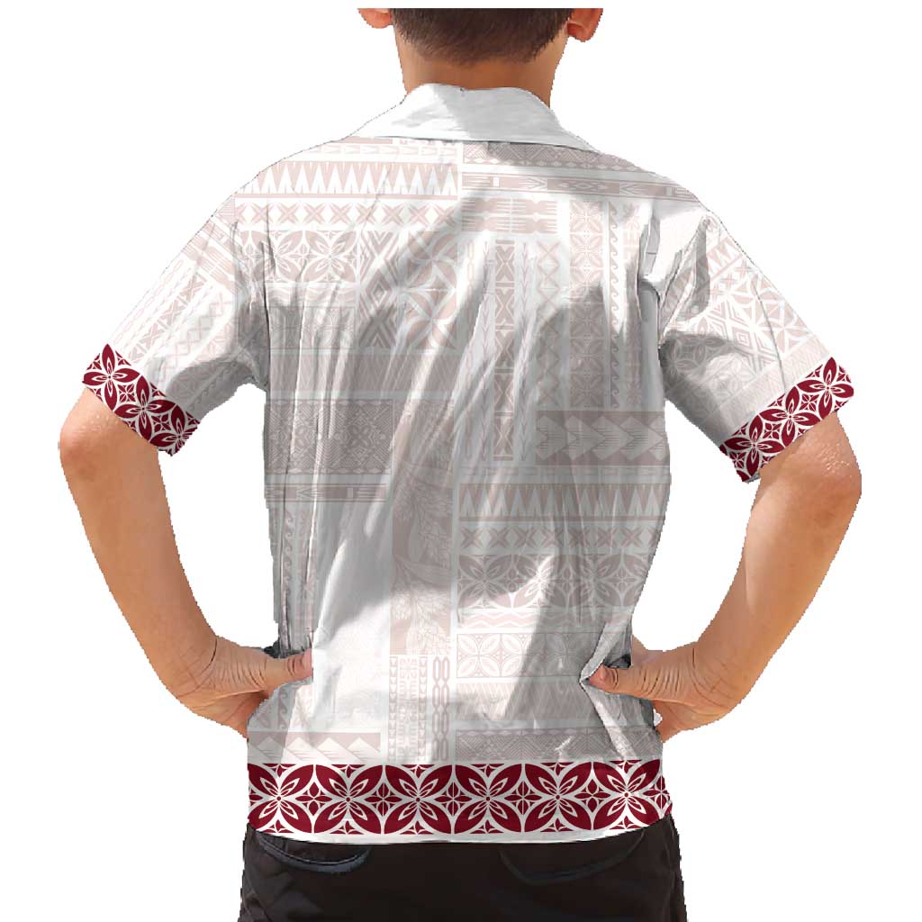 Samoa Siapo Red Trimmed Family Matching Mermaid Dress and Hawaiian Shirt Samoa White Sunday - Polynesian Pride