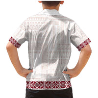 Samoa Siapo Red Trimmed Family Matching Mermaid Dress and Hawaiian Shirt Samoa White Sunday - Polynesian Pride