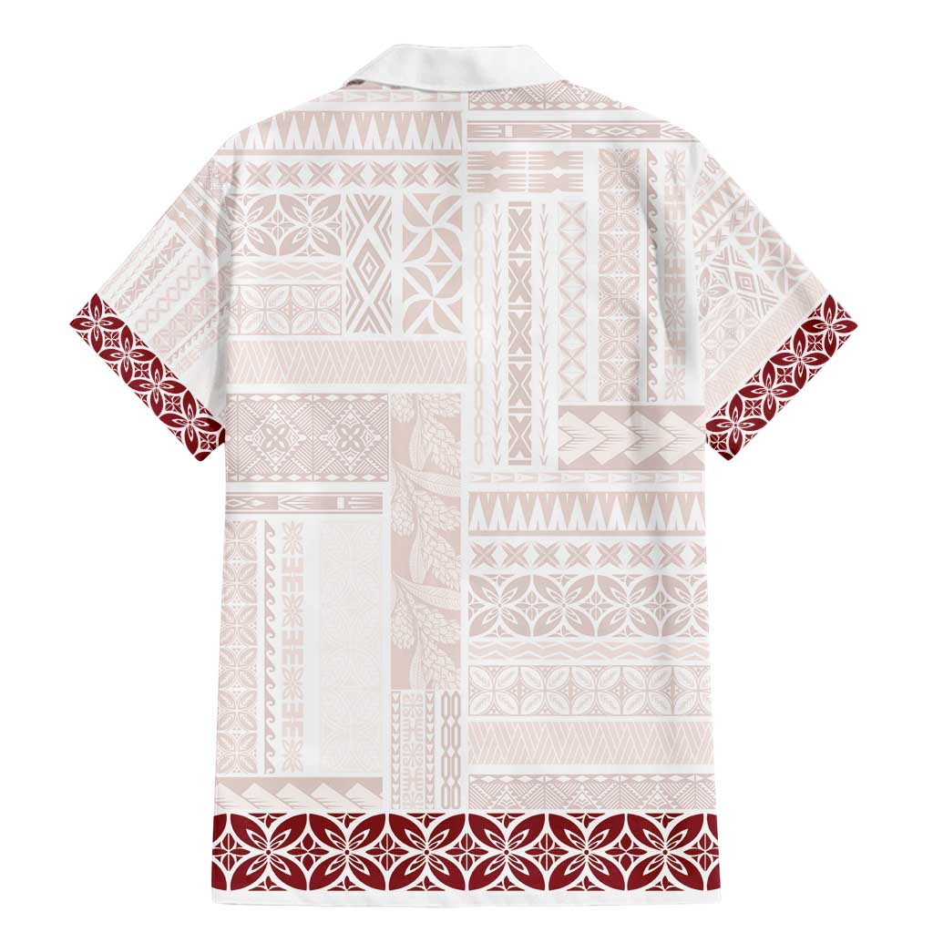Samoa Siapo Red Trimmed Family Matching Mermaid Dress and Hawaiian Shirt Samoa White Sunday - Polynesian Pride