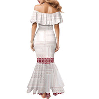 Samoa Siapo Red Trimmed Family Matching Mermaid Dress and Hawaiian Shirt Samoa White Sunday - Polynesian Pride