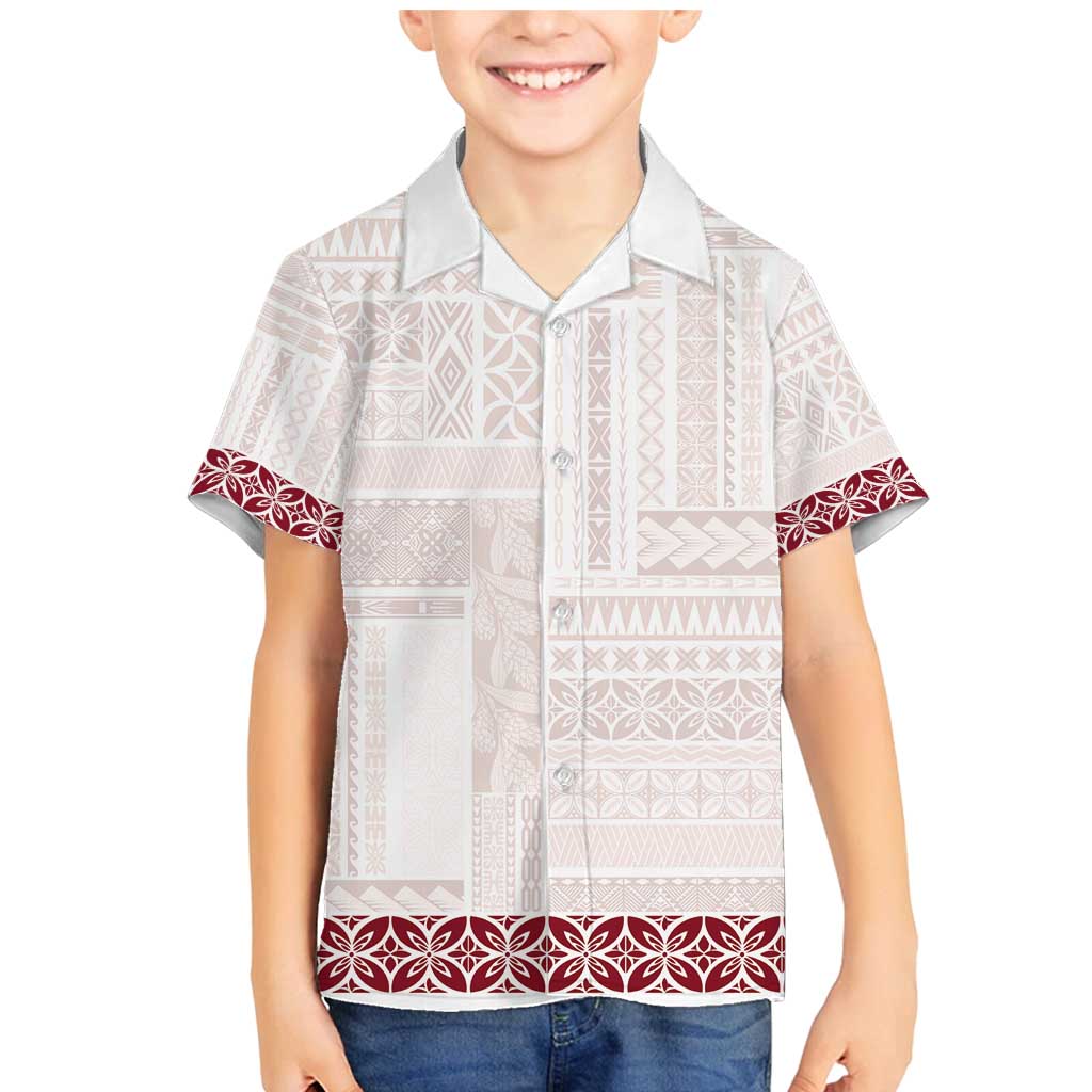 Samoa Siapo Red Trimmed Family Matching Mermaid Dress and Hawaiian Shirt Samoa White Sunday - Polynesian Pride