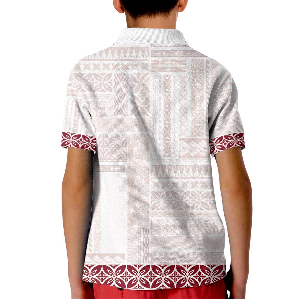 Samoa Siapo Red Trimmed Kid Polo Shirt Samoa White Sunday - Polynesian Pride