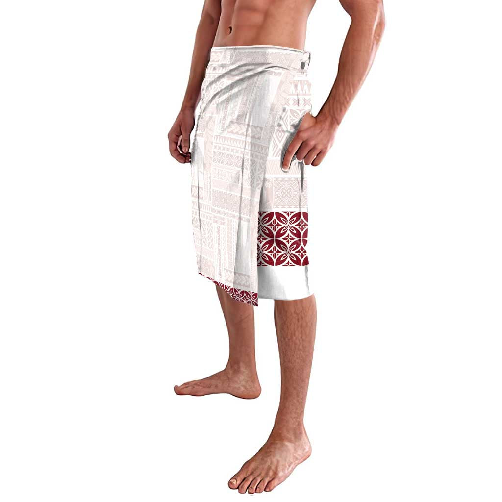 Samoa Siapo Red Trimmed Lavalava Samoa White Sunday - Polynesian Pride