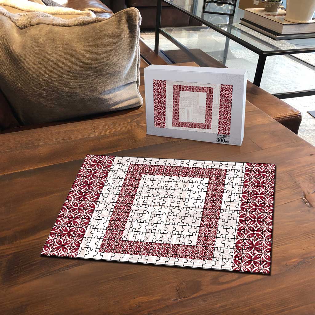 Samoa Siapo Red Trimmed Puzzle Samoa White Sunday - Polynesian Pride