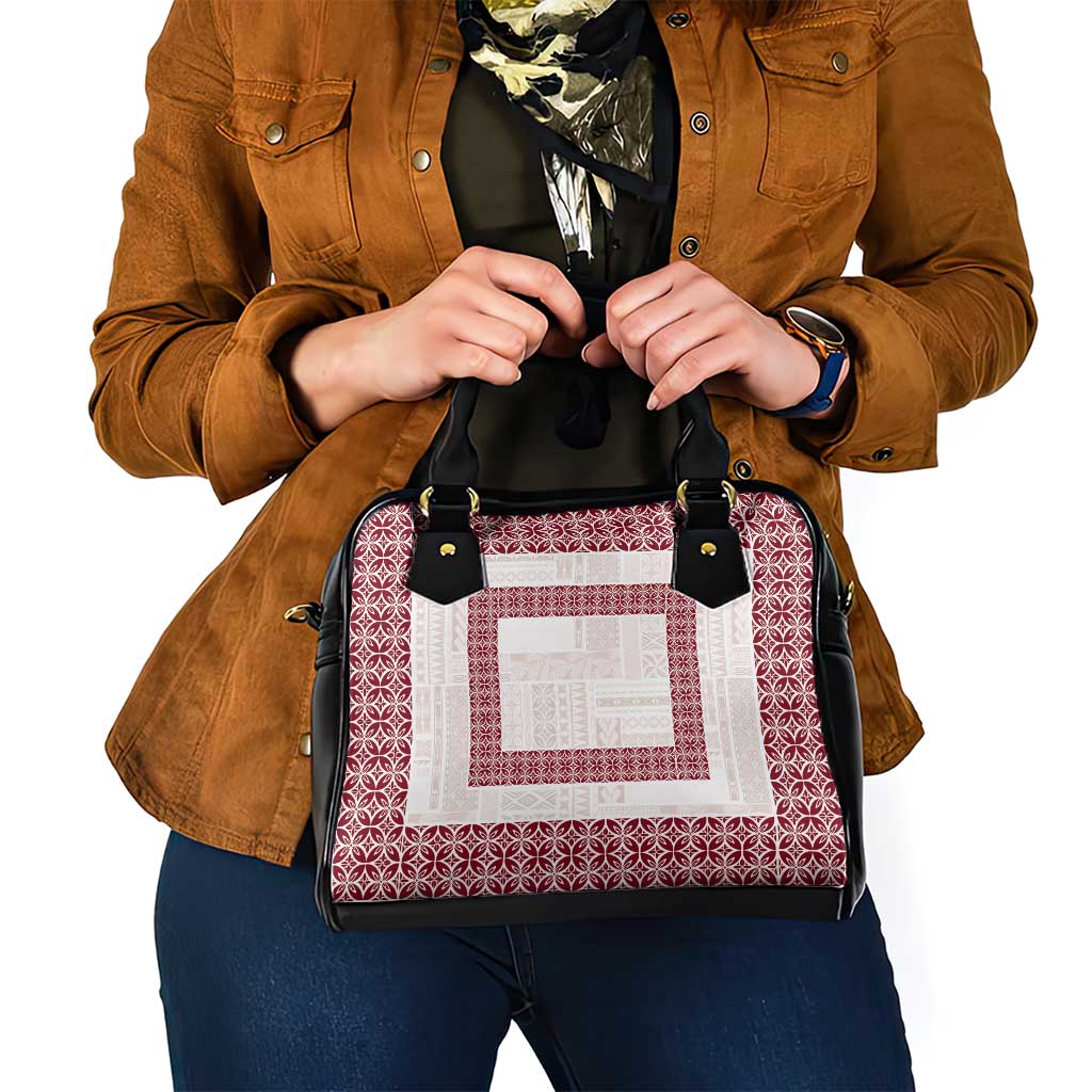 Samoa Siapo Red Trimmed Shoulder Handbag Samoa White Sunday - Polynesian Pride