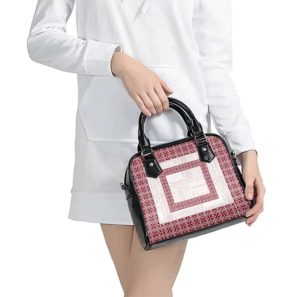 Samoa Siapo Red Trimmed Shoulder Handbag Samoa White Sunday - Polynesian Pride