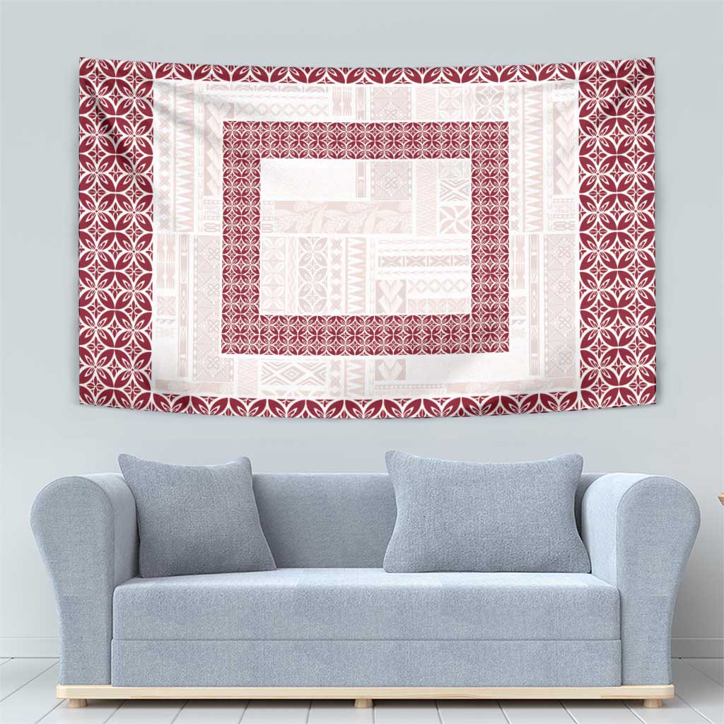 Samoa Siapo Red Trimmed Tapestry Samoa White Sunday - Polynesian Pride