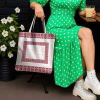 Samoa Siapo Red Trimmed Tote Bag Samoa White Sunday - Polynesian Pride
