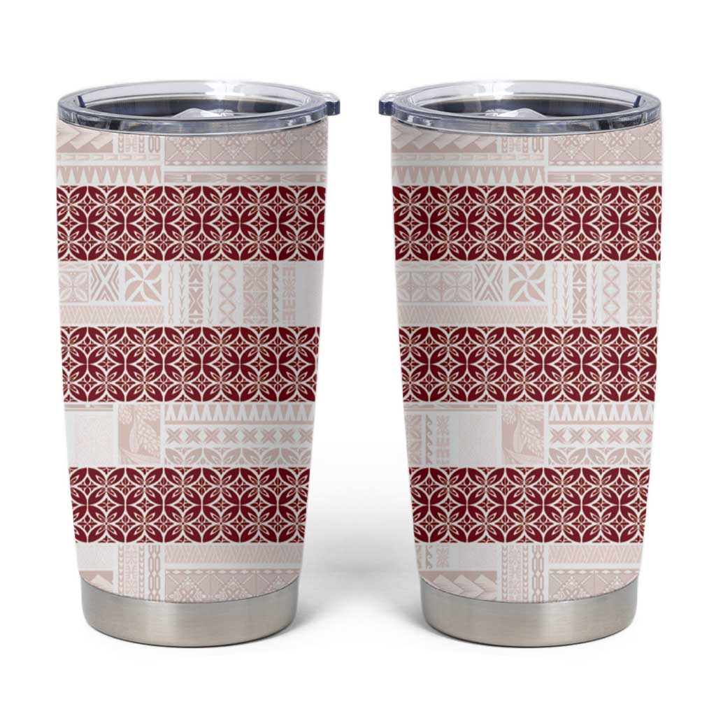 Samoa Siapo Red Trimmed Tumbler Cup Samoa White Sunday - Polynesian Pride