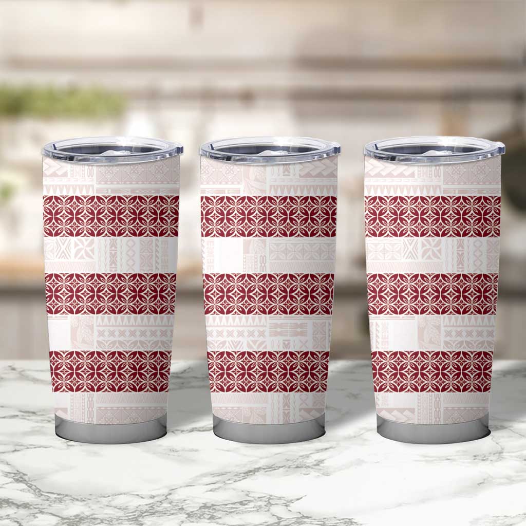 Samoa Siapo Red Trimmed Tumbler Cup Samoa White Sunday - Polynesian Pride