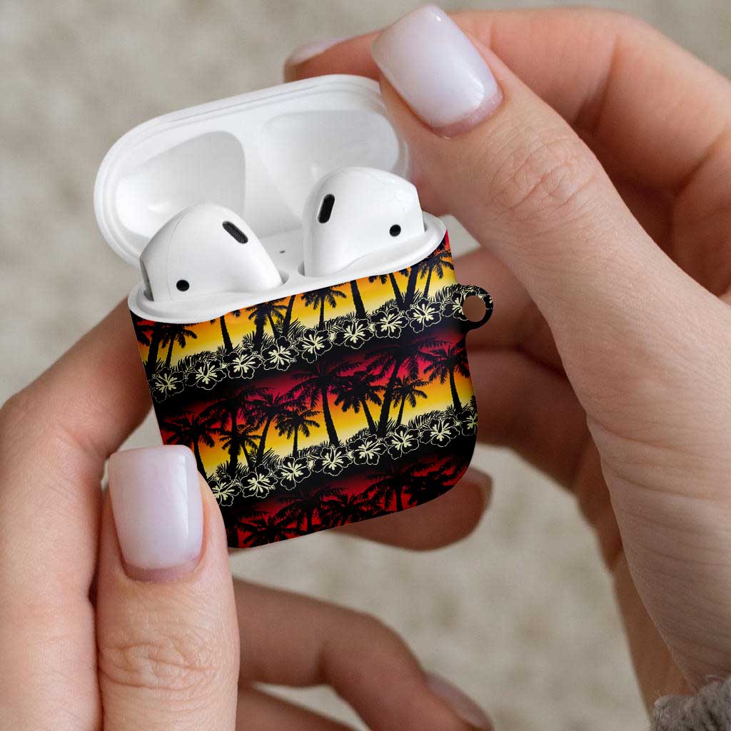 Hawaii Hibiscus Palm Tree Sunset AirPods Case Tropical Style - Polynesian Pride
