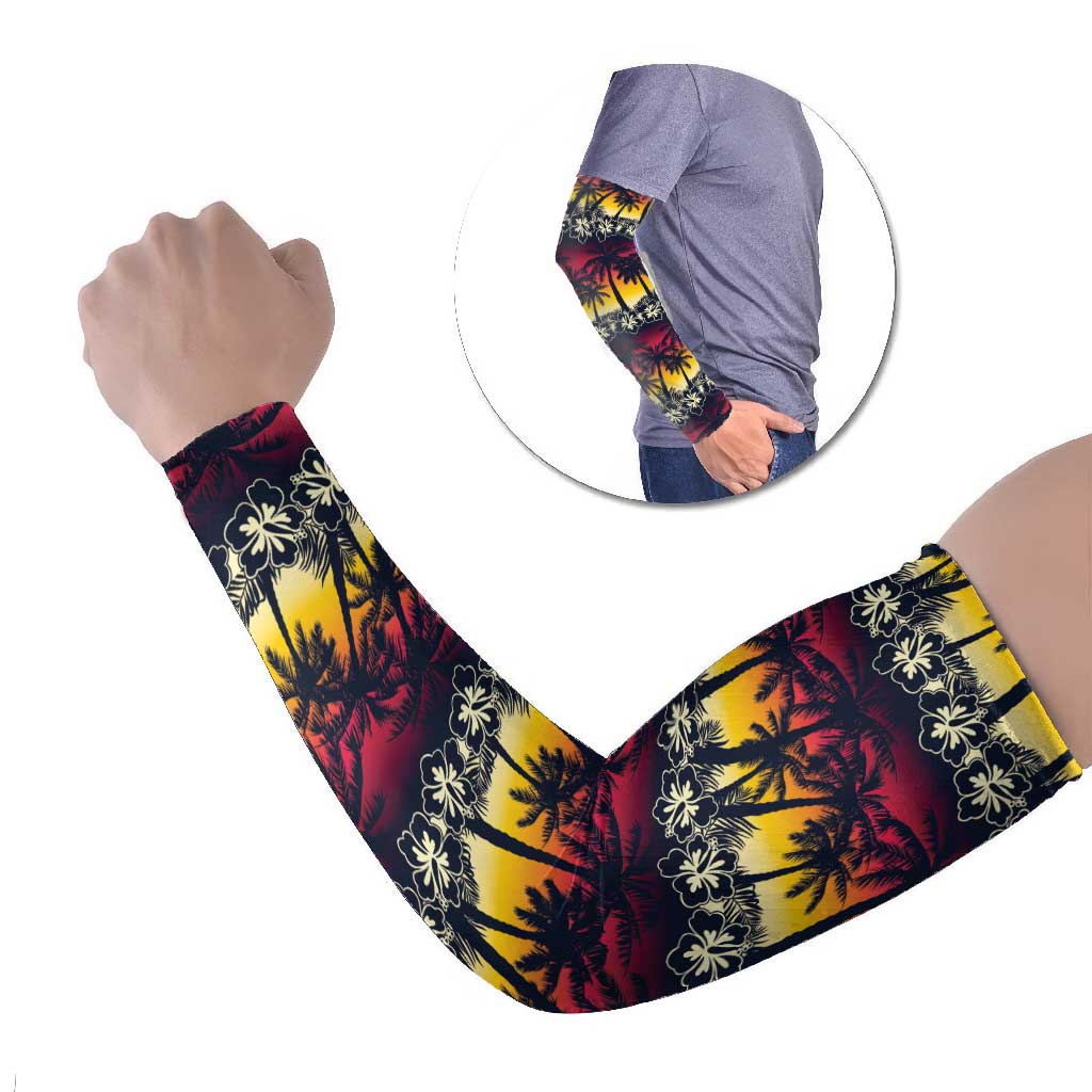 Hawaii Hibiscus Palm Tree Sunset Arm Sleeves Tropical Style LT01 Set of 2 Multicolor - Polynesian Pride