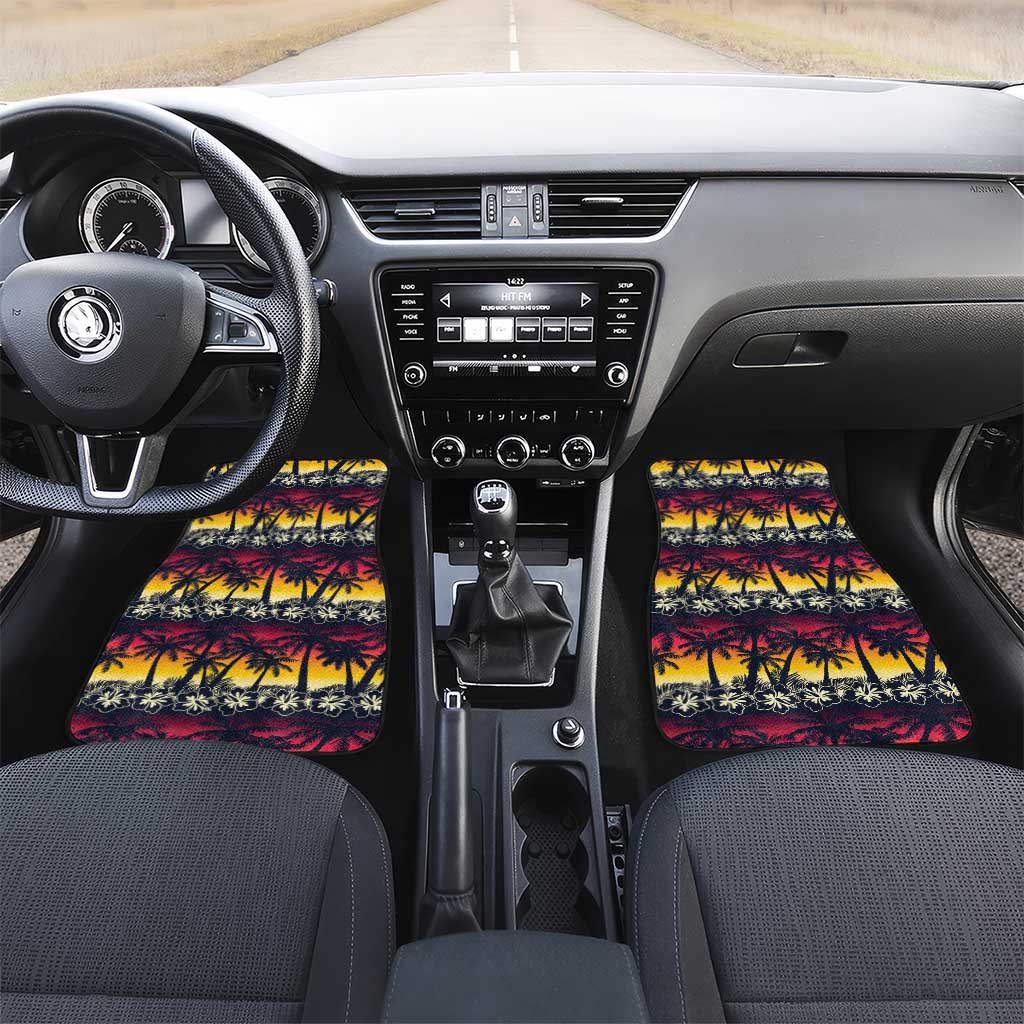 Hawaii Hibiscus Palm Tree Sunset Car Mats Tropical Style - Polynesian Pride